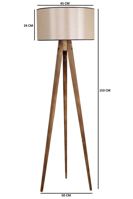 Opviq Lámpara de Pie de Madera con Pantalla de Tela Marrón